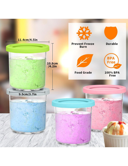 Juego de 4 Contenedores de Helado Ninja 473ml Sin BPA Juego de 4 Contenedores de Helado Ninja 473ml Sin BPA