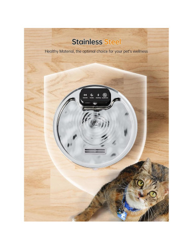 Fuente de Agua Inalámbrica para Gatos Dongguan 3.2L Acero Inoxidable