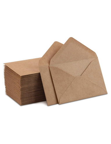 Mini Sobres Kraft Marrón Purple Q Crafts - 60 Unidades 10.16x6.86cm
