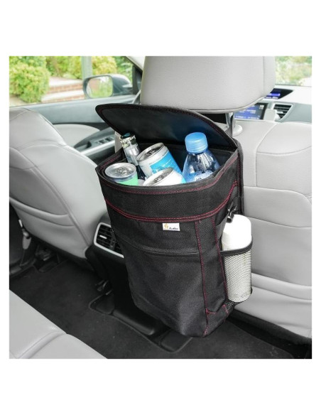 Basurero de Coche EcoNour 9.46L con Tapa y Bolsillos - Negro Basurero de Coche EcoNour 9.46L con Tapa y Bolsillos - Negro