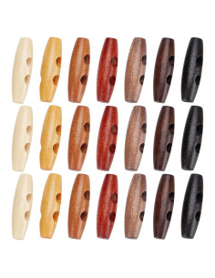 70 Botones de Madera Ovalados GORGECRAFT 40x12mm 2 Agujeros