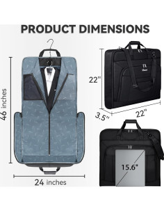 Bolsa de Ropa de Viaje Mancro 40L Plegable Negra con Correa 2