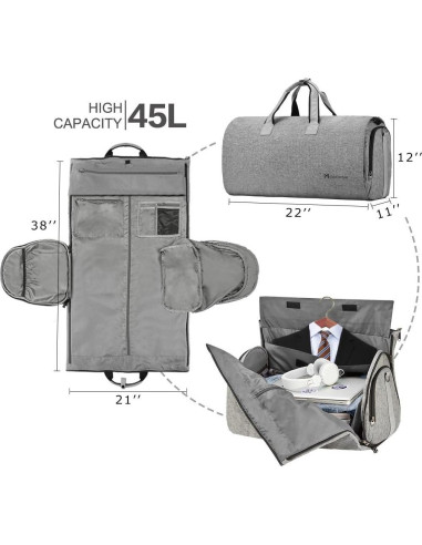 Bolsa de Ropa Convertible Modoker 45L Gris Ceniza
