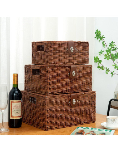 Juego de 3 Cestas de Almacenamiento Homepeaz - Natural