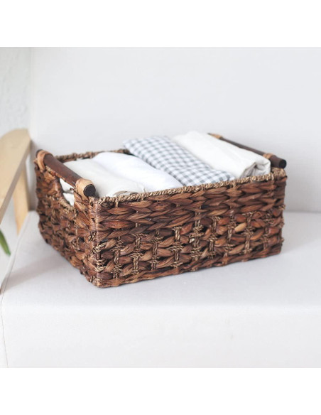 Cesta de Almacenamiento HODAKJUE Rectangular Grande Tejida a Mano Cesta de Almacenamiento HODAKJUE Rectangular Grande Tejida a Mano
