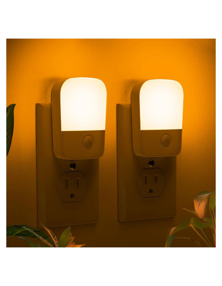 Luces Nocturnas LED Ámbar Xing TP, Paquete de 2, Brillo Ajustable Luces Nocturnas LED Ámbar Xing TP, Paquete de 2, Brillo Ajustable