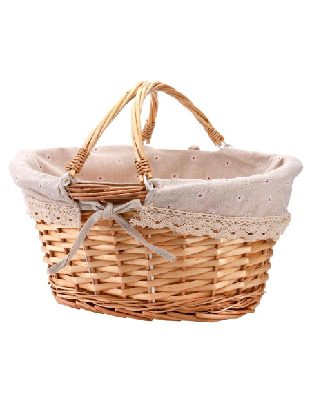 Cesta de Picnic de Mimbre Peohud 35.6x29x19.1cm Beige Cesta de Picnic de Mimbre Peohud 35.6x29x19.1cm Beige
