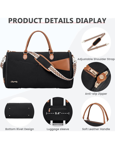 Bolsa de viaje Joyrally 2 en 1 para ropa y zapatos - Negra Bolsa de viaje Joyrally 2 en 1 para ropa y zapatos - Negra