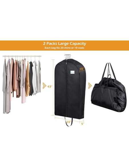 Bolsas de Ropa MISSLO para Viaje y Almacenamiento 2 Pzs Bolsas de Ropa MISSLO para Viaje y Almacenamiento 2 Pzs