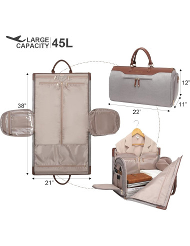 Bolsa de Ropa Convertible Modoker 45L con Compartimento para Zapatos