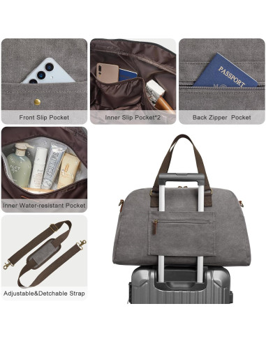 Bolsa de Viaje Duffle S-ZONE 2 en 1 Lona Gris 58.5x108.5 cm