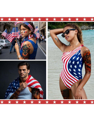 Tatuajes Temporales Patrióticos VERKSTAD 32 Hojas 4 de Julio