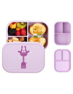 Caja de Almuerzo de Silicona ASOMIC 800ml 3 Compartimentos Lavanda