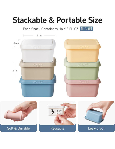 Contenedores de Silicona ISSEVE 8oz Reutilizables para Snacks Contenedores de Silicona ISSEVE 8oz Reutilizables para Snacks
