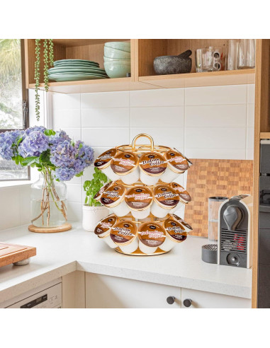 Soporte para cápsulas de café KREWEY, organizador giratorio 27 K Cups