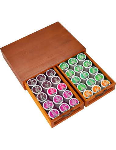 Soporte de K Cup de Madera KIKJOK para 50 Cápsulas Beige