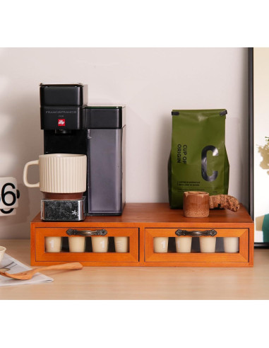Soporte de K Cup de Madera KIKJOK para 50 Cápsulas Beige