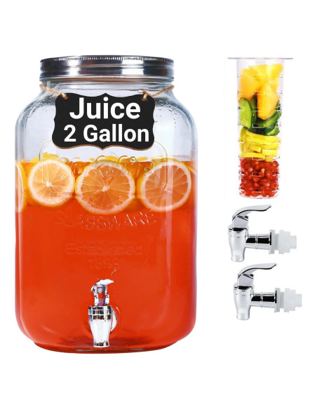 Dispensador de Bebidas de Vidrio Novellaire 7.57L con 2 Grifos Dispensador de Bebidas de Vidrio Novellaire 7.57L con 2 Grifos