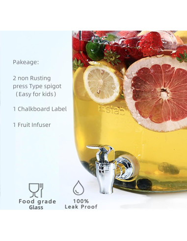 Dispensador de Bebidas de Vidrio Novellaire 7.57L con 2 Grifos