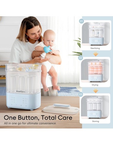 Esterilizador y Secador de Botellas Momfann 8 en 1 Azul