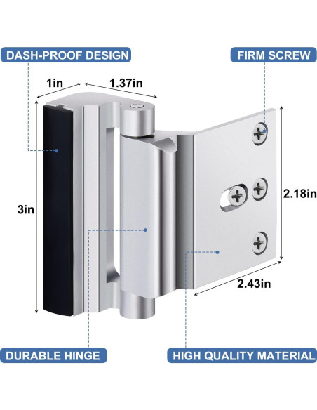 Cerraduras de Refuerzo Shimeyao para Puertas - 6 Piezas Plata Cerraduras de Refuerzo Shimeyao para Puertas - 6 Piezas Plata