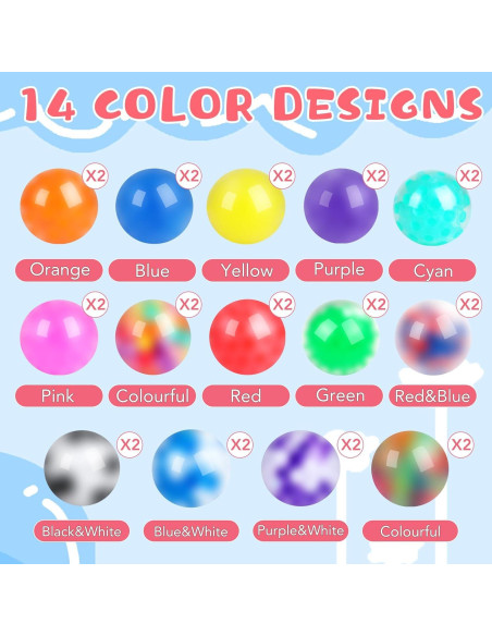 28 Bolas Antiestrés Squishy NEOACT - Alivio de Ansiedad 4.32 cm 28 Bolas Antiestrés Squishy NEOACT - Alivio de Ansiedad 4.32 cm