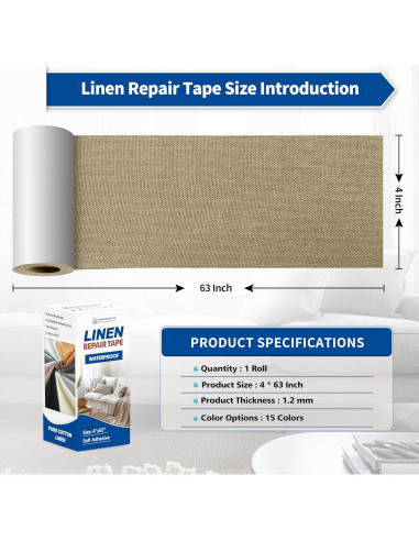 Kit de Parche de Reparación de Tela KING MOUNTAIN 10x160 cm Beige