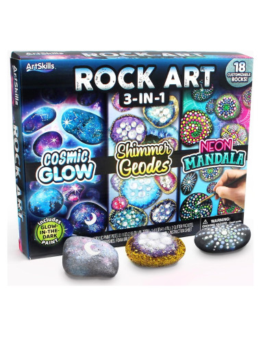 Kit de Pintura de Rocas ArtSkills con 18 Rocas y Pintura Brillante