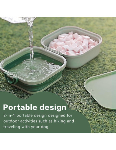Cuenco Plegable para Perros Cermug 2 en 1 Verde - Agua y Comida