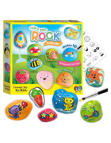 Kit de Pintura de Rocas Creativity For Kids - 10 Rocas y Pintura