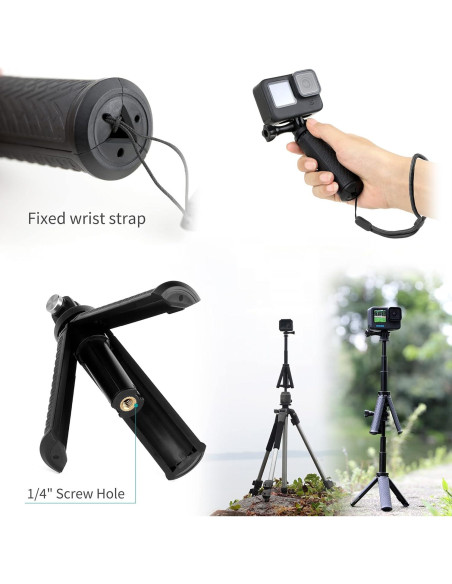 Mini Mango de Agarre Soporte Tripode GEPULY 23.37 cm para GoPro y Teléfonos Mini Mango de Agarre Soporte Tripode GEPULY 23.37 cm para GoPro y Teléfonos
