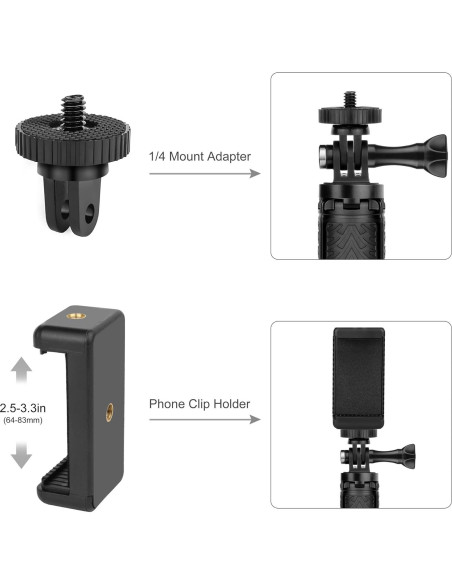 Mini Mango de Agarre Soporte Tripode GEPULY 23.37 cm para GoPro y Teléfonos Mini Mango de Agarre Soporte Tripode GEPULY 23.37 cm para GoPro y Teléfonos