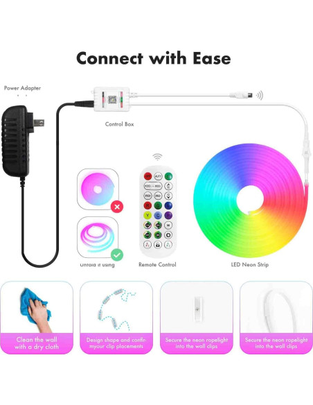 Tira de LED RGB 3.05m ATHONO, impermeable IP67, sincronización música Tira de LED RGB 3.05m ATHONO, impermeable IP67, sincronización música