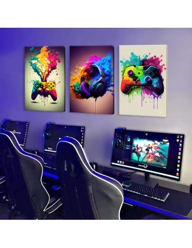 Arte de Pared Decorativo Enmarcado 3 Piezas NCYEL Videojuegos
