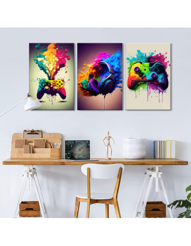 Arte de Pared Decorativo Enmarcado 3 Piezas NCYEL Videojuegos