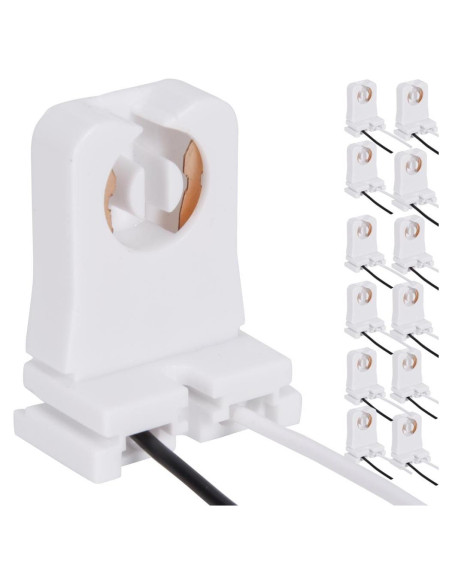 Paquete de 12 Soportes de Lámpara T8 JACKYLED con Cable 25.4 cm Paquete de 12 Soportes de Lámpara T8 JACKYLED con Cable 25.4 cm