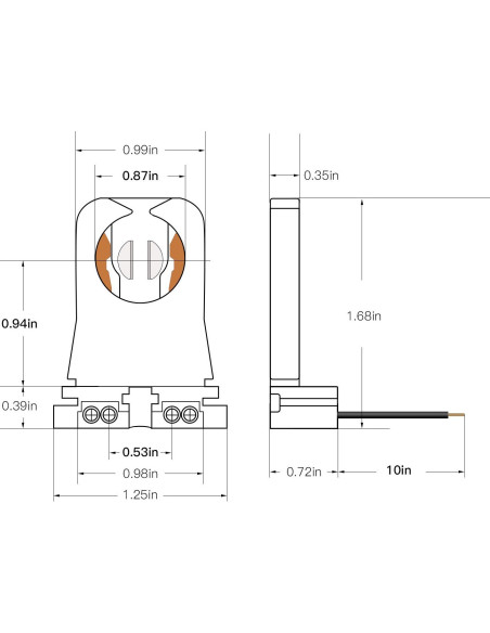 Paquete de 12 Soportes de Lámpara T8 JACKYLED con Cable 25.4 cm Paquete de 12 Soportes de Lámpara T8 JACKYLED con Cable 25.4 cm