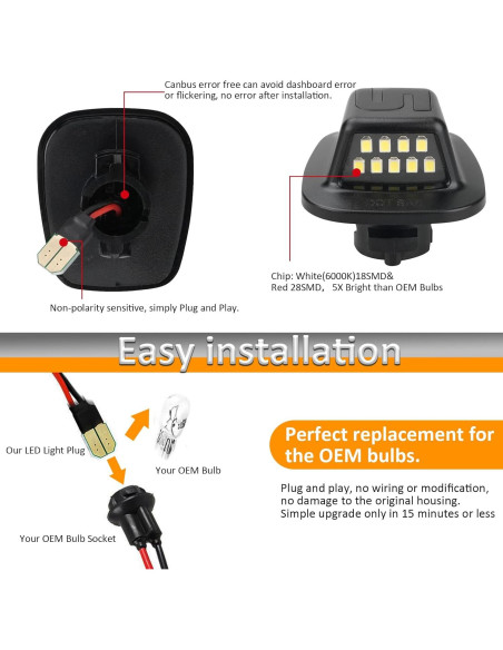 Luces de Matrícula LED Bestview para Chevy GMC 1988-1999 Luces de Matrícula LED Bestview para Chevy GMC 1988-1999
