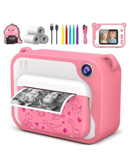 Cámara Instantánea USTEETIC Rosa 1080p para Niños 3-12 Años Cámara Instantánea USTEETIC Rosa 1080p para Niños 3-12 Años