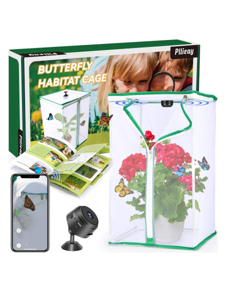 Kit de Crecimiento de Mariposas Pllieay con Cámara y Jaula 30x30x50cm Kit de Crecimiento de Mariposas Pllieay con Cámara y Jaula 30x30x50cm