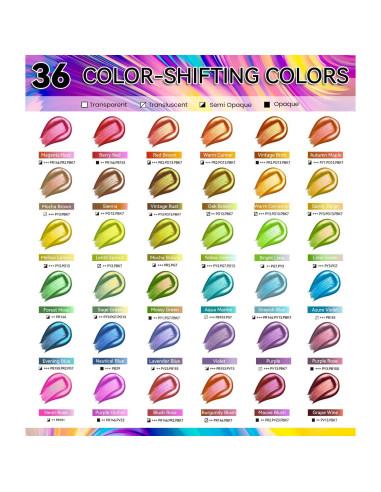 Juego de Pintura Acrílica Iridiscente POPYOLA 52 PCS 36 Colores