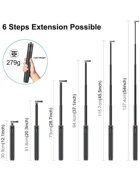 Palo de Selfie Extensible y Trípode YicDofu 140cm 2-en-1 Palo de Selfie Extensible y Trípode YicDofu 140cm 2-en-1