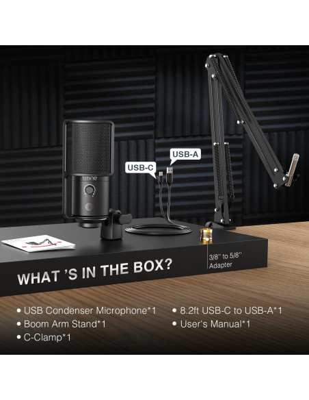 Micrófono USB FIFINE T669PRO1 con Soporte de Brazo y Silencio Micrófono USB FIFINE T669PRO1 con Soporte de Brazo y Silencio