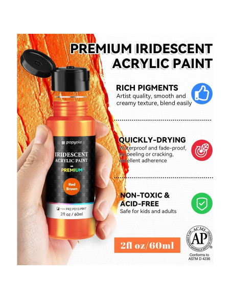 Juego de Pintura Acrílica Iridiscente POPYOLA 52 PCS 36 Colores Juego de Pintura Acrílica Iridiscente POPYOLA 52 PCS 36 Colores