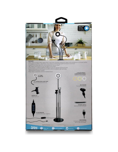 Kit de Anillo de Luz Bower 60.96 cm con Soporte para Teléfono y Micrófono