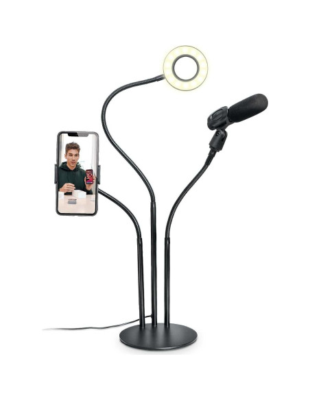 Kit de Anillo de Luz Bower 60.96 cm con Soporte para Teléfono y Micrófono Kit de Anillo de Luz Bower 60.96 cm con Soporte para Teléfono y Micrófono