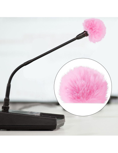 Funda de Micrófono Rosa PAGOW 2 Pcs con Pelaje y Reducción de Ruido