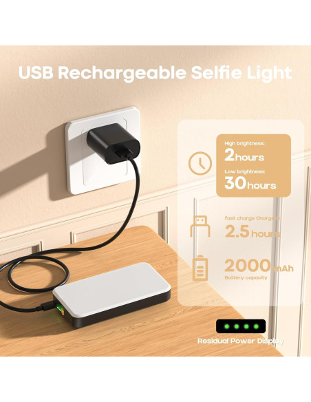 Luz Selfie LED RealPlus Clip On 80 LEDs 2000mAh Negro Luz Selfie LED RealPlus Clip On 80 LEDs 2000mAh Negro