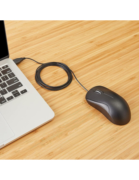 Ratón USB con Cable Amazon Basics 3 Botones Negro 1000 DPI Ratón USB con Cable Amazon Basics 3 Botones Negro 1000 DPI