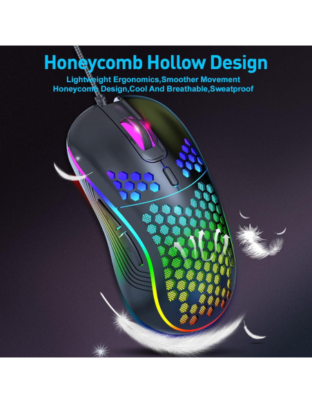 Ratón Gaming JYCSTE Ergonómico con Cable RGB 6 Botones Ratón Gaming JYCSTE Ergonómico con Cable RGB 6 Botones